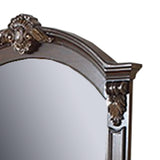 Benzara Scalloped Crown Top Wooden Frame Wall Mirror with Molded Details, Brown BM232649 Brown Wood BM232649