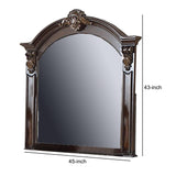 Benzara Scalloped Crown Top Wooden Frame Wall Mirror with Molded Details, Brown BM232649 Brown Wood BM232649