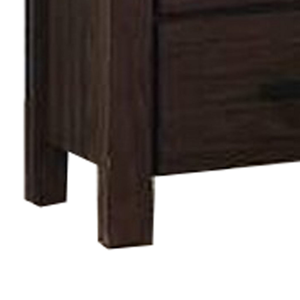 Benzara Wooden Nightstand with Metal Bar Handles and Two Drawers, Dark Brown BM232679 Dark Brown Wood BM232679