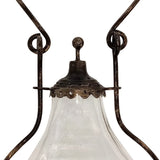 Benzara Metal Frame Vintage Style Lantern with Urn Shaped Hurricane, Bronze BM232695 Bronze Metal, Glass BM232695
