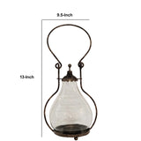 Benzara Metal Frame Vintage Style Lantern with Urn Shaped Hurricane, Bronze BM232695 Bronze Metal, Glass BM232695
