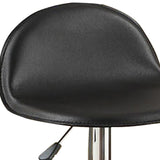 Benzara Adjustable Metal Bar Stool with Leatherette Seat, Set of 2, Black BM232879 Black Faux Leather and Wood BM232879