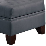 Benzara Chaise Lounge with Chamfered Feet and Nailhead Trim Details, Dark Gray BM232880 Gray Wood and Fabric BM232880