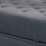 Benzara Chaise Lounge with Chamfered Feet and Nailhead Trim Details, Dark Gray BM232880 Gray Wood and Fabric BM232880