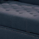 Benzara Chaise Lounge with Chamfered Feet and Nailhead Trim Details, Blue BM232882 Blue Wood and Fabric BM232882