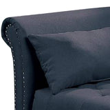 Benzara Chaise Lounge with Chamfered Feet and Nailhead Trim Details, Blue BM232882 Blue Wood and Fabric BM232882