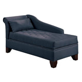 Benzara Chaise Lounge with Chamfered Feet and Nailhead Trim Details, Blue BM232882 Blue Wood and Fabric BM232882