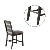 Benzara Wooden Dining Chair with Upholstered Seat and Backrest, Set of 2, Gray BM232886 Gray Fabric and Solid Wood BM232886