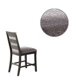 Benzara Wooden Dining Chair with Upholstered Seat and Backrest, Set of 2, Gray BM232886 Gray Fabric and Solid Wood BM232886