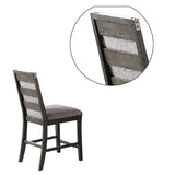 Benzara Wooden Dining Chair with Upholstered Seat and Backrest, Set of 2, Gray BM232886 Gray Fabric and Solid Wood BM232886