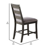 Benzara Wooden Dining Chair with Upholstered Seat and Backrest, Set of 2, Gray BM232886 Gray Fabric and Solid Wood BM232886