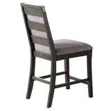 Benzara Wooden Dining Chair with Upholstered Seat and Backrest, Set of 2, Gray BM232886 Gray Fabric and Solid Wood BM232886