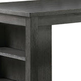 Benzara Wooden Counter Height Table with Three Storage Shelves, Gray BM232889 Gray Wood BM232889