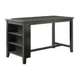 Benzara Wooden Counter Height Table with Three Storage Shelves, Gray BM232889 Gray Wood BM232889