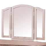 Benzara Vanity Set with Turned Tapered Legs and Three Piece Mirror, Rose Gold BM232895 Rose Gold Wood and Veneer BM232895