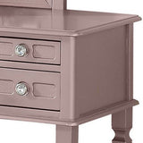 Benzara Vanity Set with Tapered Legs and Five Drawers, Rose Gold BM232899 Gold Wood BM232899