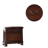 Benzara Two Drawers Wooden Nightstand with Bun Feet, Brown BM232901 Brown Wood BM232901