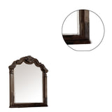 Benzara Modern Mirror with Crown Top Frame and Molded Details, Brown BM232909 Brown Wood BM232909