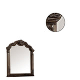 Benzara Modern Mirror with Crown Top Frame and Molded Details, Brown BM232909 Brown Wood BM232909