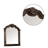 Benzara Modern Mirror with Crown Top Frame and Molded Details, Brown BM232909 Brown Wood BM232909