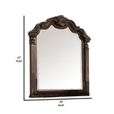 Benzara Modern Mirror with Crown Top Frame and Molded Details, Brown BM232909 Brown Wood BM232909