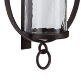 Benzara Metal Wall Sconce with Glass Hurricane and Chain Design Holder, Black BM232919 Black Metal, Glass BM232919