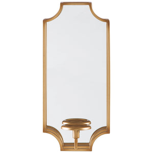 Benzara Metal Frame Wall Sconce with Cut Corner Design, Gold BM232922 Gold Mirror, Metal BM232922