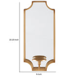 Benzara Metal Frame Wall Sconce with Cut Corner Design, Gold BM232922 Gold Mirror, Metal BM232922