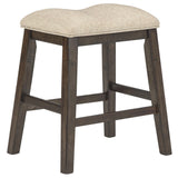 Benzara Saddle Fabric Barstool with Wooden Legs, Set of 2, Brown and Beige BM232928 Brown Solid Wood and Faux leather BM232928