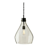 Teardrop Glass Pendant Lighting with Metal Chain, Clear and Black