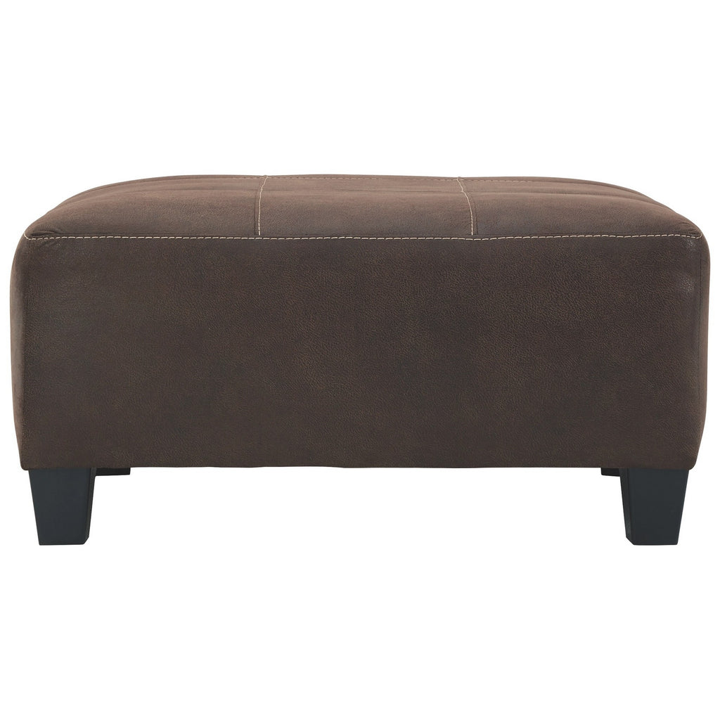 Benzara Faux Leather Upholstered Ottoman with Tufted Seating, Brown BM232947 Brown Wood and Faux Leather BM232947