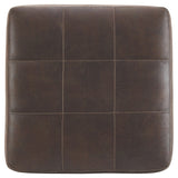 Benzara Faux Leather Upholstered Ottoman with Tufted Seating, Brown BM232947 Brown Wood and Faux Leather BM232947