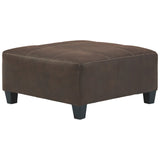Benzara Faux Leather Upholstered Ottoman with Tufted Seating, Brown BM232947 Brown Wood and Faux Leather BM232947