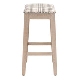 Benzara 26 Inches Fabric Padded Wooden Counter Stool, Brown BM233006 Brown Fabric and Solid Wood BM233006