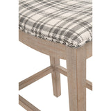 Benzara 26 Inches Fabric Padded Wooden Counter Stool, Brown BM233006 Brown Fabric and Solid Wood BM233006