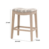 Benzara 26 Inches Fabric Padded Wooden Counter Stool, Brown BM233006 Brown Fabric and Solid Wood BM233006