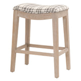 26 Inches Fabric Padded Wooden Counter Stool, Brown