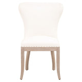 Benzara 19.75 Inches Fabric Padded Dining Chair, Set of 2, White BM233009 White Fabric and Solid Wood BM233009