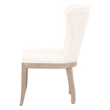 Benzara 19.75 Inches Fabric Padded Dining Chair, Set of 2, White BM233009 White Fabric and Solid Wood BM233009