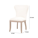 Benzara 19.75 Inches Fabric Padded Dining Chair, Set of 2, White BM233009 White Fabric and Solid Wood BM233009