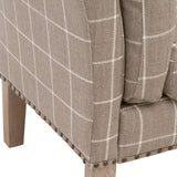 Benzara Nailhead Trim Fabric Upholstered Checkered Bench, Gray BM233013 Gray Fabric and Solid Wood BM233013