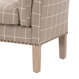 Benzara Nailhead Trim Fabric Upholstered Checkered Bench, Gray BM233013 Gray Fabric and Solid Wood BM233013