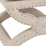 Benzara 21 Inches Pillow Top Ottoman with Criss Cross Base, Beige BM233016 Beige Fabric and Solid Wood BM233016