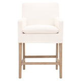 Benzara Fabric Padded Counter Stool with Removable Slipcover, White BM233018 White Fabric and Solid Wood BM233018