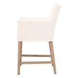 Benzara Fabric Padded Counter Stool with Removable Slipcover, White BM233018 White Fabric and Solid Wood BM233018