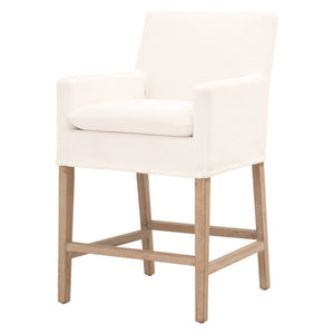 Benzara Fabric Padded Counter Stool with Removable Slipcover, White BM233018 White Fabric and Solid Wood BM233018