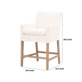 Benzara Fabric Padded Counter Stool with Removable Slipcover, White BM233018 White Fabric and Solid Wood BM233018