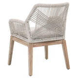 Benzara 19.5 Inches Intricate Rope Weaved Arm Chair, Set of 2, Gray BM233021 Gray Solid Wood, Rope and Fabric BM233021