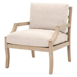 20.5 Inch Cushioned Seat Wood Frame Club Chair, Beige and Brown