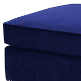 Benzara 46 Inches Nailhead Trim Velvet Upholstered Ottoman, Blue BM233086 Blue Solid Wood and Fabric BM233086